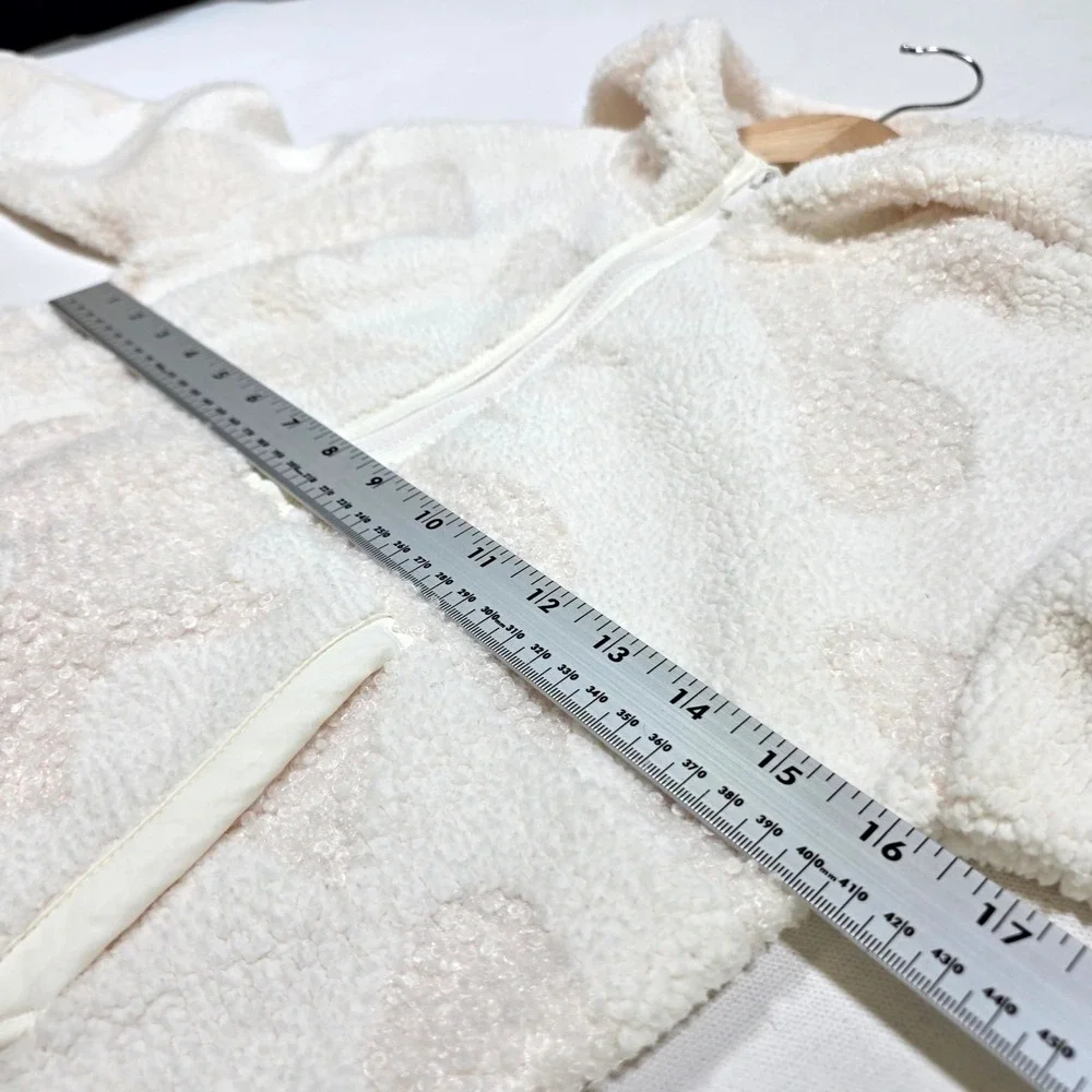 All In Motion Fleece Hoodie Girls S 6/7 Cream Camo Sherpa Quarter Zip Pullover